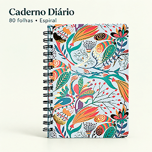 Caderno Diário Espiral FLORAL 80FLS - KAZ