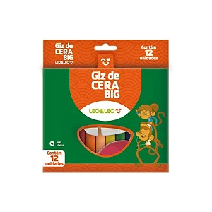Giz de Cera 12 CORES GROSSO 10X100MM - LEO E LEO