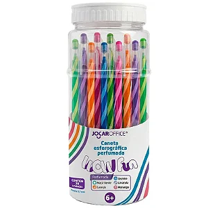 Caneta Esferográfica  WOW FUN 0.7 COLORIDA COM AROMA SORTIDA - POTE COM 30 - JOCAR OFFICE