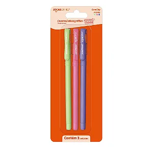 Caneta ESF. PASTEL TREND 1.0 - BLISTER C/ 3 UNIDADES - JOCAR OFFICE