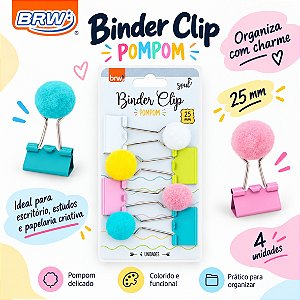 Clips BINDER 25MM POMPOM UND - BRW