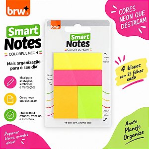 BLOCO SMART NOTES COLORFUL COLORIDO NEON 25F UND - BRW