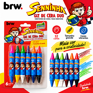 Giz de Cera Big Bicolor 12 CORES SENNINHA - BRW
