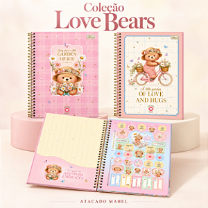 Caderno Universitário LOVE BEARS 1M 80F - UND SORTIDA -TILIBRA