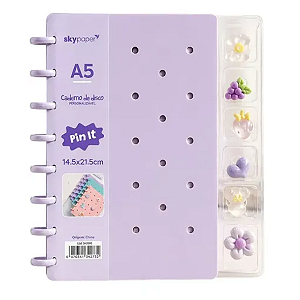 Caderno de Disco A5 PINS LILÁS - SKYPAPER