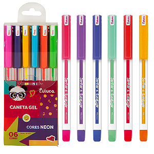 Caneta Esferográfica Gel Neon C/6 Cores LULUCA - SKYPAPER