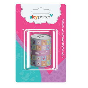 Apontador Duplo C/ DEPOSITO LOVE BL C/1UND - SKYPAPER