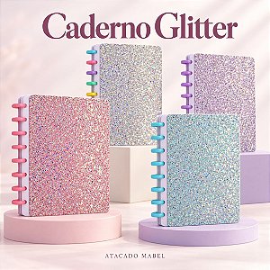 Caderno de Disco GLITTER A5 - UND SORTIDA - PRIMAX