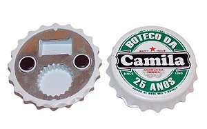 Abridor de Garrafa tipo Tampa com Imã de Geladeira