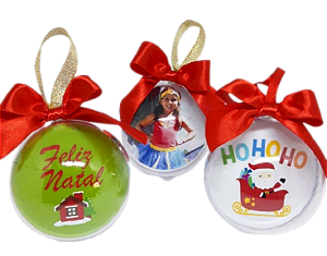 Kit 05 Bolinhas de Natal personalizada com Foto.