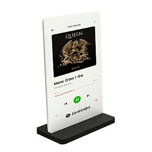 Spotify Acrílico Branco 10x15cm com Base de Mdf Preto 6mm.