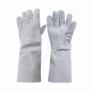Kit 10 Luva De Raspa Couro Cano Longo Punho 20 Cm Soldador