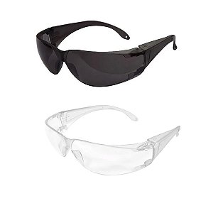 Kit 100 Oculos De Segurança Epi Proteção Oval Incolor E Fumê