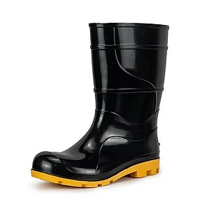 Bota De Pvc Tipo Galocha Sete Leguas Preto Sola Amarela Crival Cano Médio