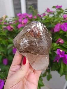 Elestial  com Bolha de Água e  inclusões Amarelo e Laranja