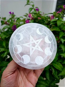 Placa de Selenita Pentagrama Lunar