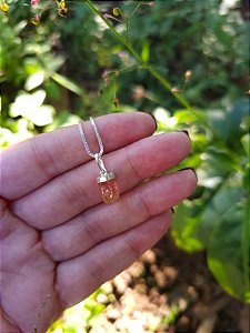Pingente de  Topázio Imperial Rosa e Dourado
