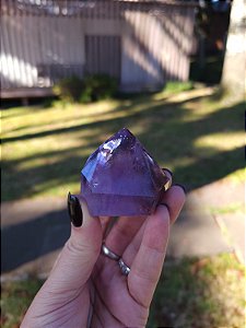 Ametista com Quartzo Translúcido e Golden Healer Lapidada