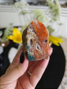 Calcita Laranja com Apatita Azul