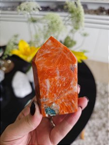 Calcita Laranja com Apatita Azul