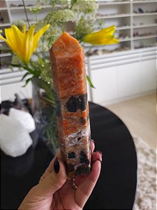 Calcita Laranja com Apatita Azul