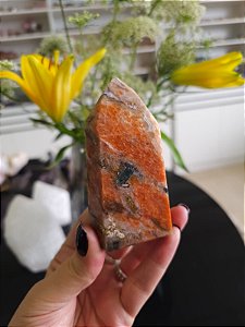 Calcita Laranja com Apatita Azul