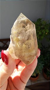 Quartzo com Rutilos Estrela Dourados Biterminado