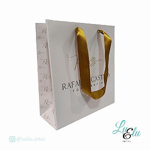 Sacola de Papel Personalizadas Colorida Alças de Cetim Tamanho 22X20X08cm kit com 10 unidades