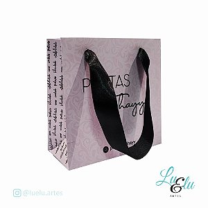 Sacola de Papel Personalizadas Colorida Alças de Cetim Tamanho 14X14X06cm kit com 10 unidades
