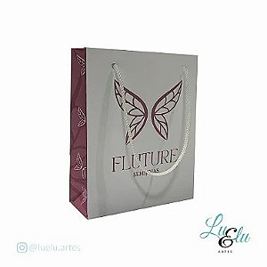 Sacola de Papel Personalizadas Branco Alças Cordão de Nylon tamanho 10X10X04cm kit com 100 unidades