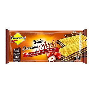 BISCOITO WAFER CHOCOLATE COM AVELÃ 115g - LOWÇUCAR