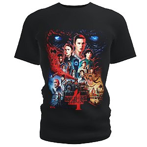 Camiseta blusa preta Infantil Stranger things