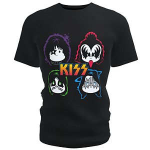 Camiseta blusa preta Infantil bandas Kiss Kids