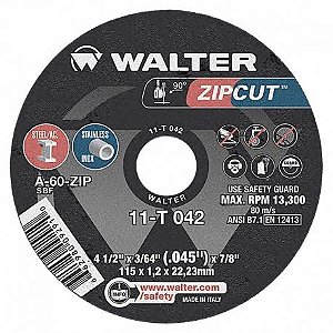 Disco para Corte de inox 4.1/2" x 3/64" / 115 x 1,2 x 22,23 mm 11T042