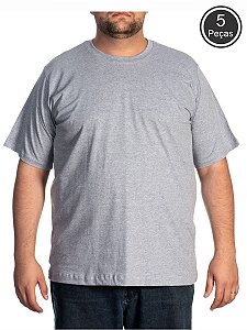 Kit Com 5 Camisetas Básicas Cinza Plus Size