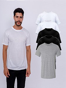 Kit Com 5 Camisetas Masculinas 100% Algodão Básicas