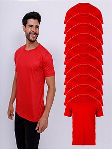 Kit Com 10 Camisetas Masculinas 100% Poliéster - Vermelha