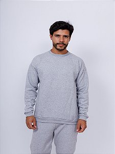 Moletom Masculino Gola Careca Cinza Mescla