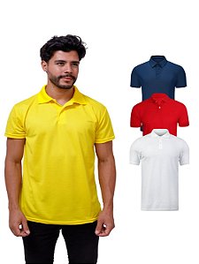 Kit Com 3 Camisetas Gola Polo Piquet 100% Poliéster