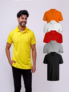 Kit Com 5 Camisetas Gola Polo Piquet 100% Poliéster
