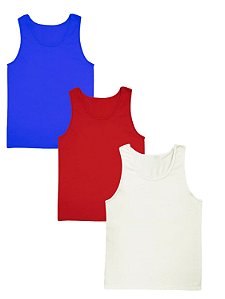 Kit 3 Regatas Masculina Plus Size 100% Poliéster Sortidas