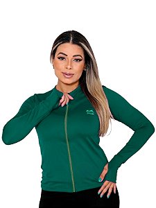 Jaqueta Casaco UV Com Ziper Proteção FPU50  Feminino Verde