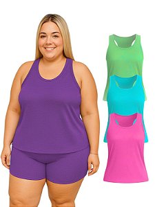 Kit 3 Regata Nadador Dryfit Fitness Academia Plus Size Cores Sortidas