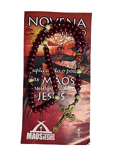TERÇO CARTELA MÃOS ENSANGUENTADAS DE JESUS - PC 06 UNI