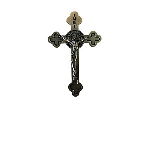 CRUCIFIXO METAL SÃO BENTO PAREDE GRD 21CM