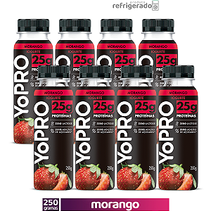 Kit 8 YoPRO Líquido 250g 25g Proteínas Morango