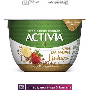 12 Activia Café da Manhã 170g Linhaça, Morango & Banana (CAIXA)