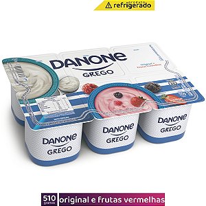 Danone Grego 510g X6 Original e Frutas Vermelhas