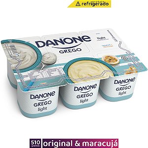 Danone Grego Light 510g X6 Original & Maracujá