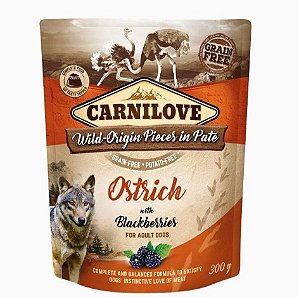 Pouch Alimento umido Carnilove Avestruz e amoras 300g
